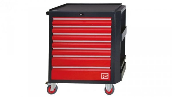 Szafka na rolkach, na kółkach, 7-szufladowa, 875 x 890 x 450mm, materiał: Stal, RS PRO