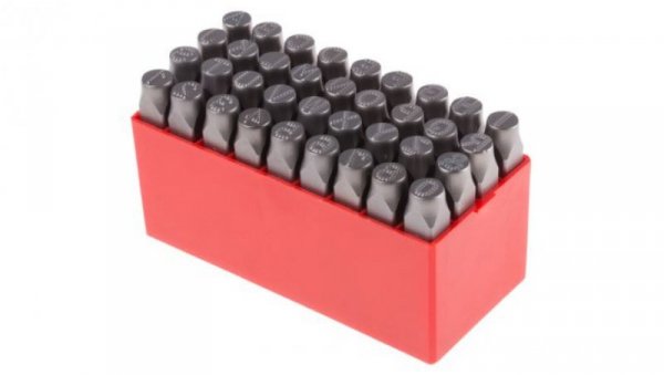 Zestaw wybijaków liter, 36-szt., (27 części x stempel stalowy z kropkowaną wielką literą angielską A → Z, 9