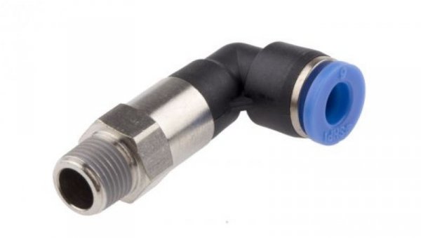 Złącze kątowe gwint R 1/8 męskie, Wciskane 6 mm RS PRO