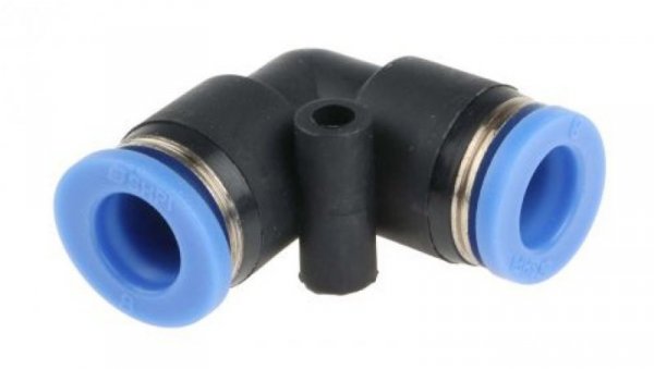 Adapter gwintowany typu kolanko rura – rura, Wciskane 8 mm, Wciskane 8 mm, Żeńskie, Żeńskie, 10 barów