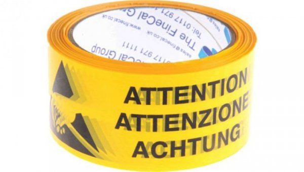Tak Taśma zabezpieczająca ESD Nie Czarny/żółty, 50mm x 66m Tak Nie, RS PRO Nie Attention ESD Protected Area Opakowanie