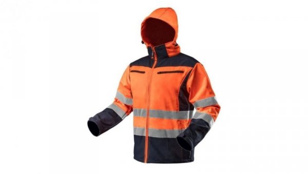 Kurtka robocza ostrzegawcza softshell z kapturem, pomarańczowa, rozmiar M 81-701-M