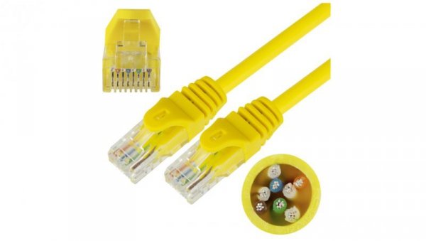 Patchcord UTP kat.5e kabel sieciowy LAN 2x RJ45 linka żółty 5m NEKU