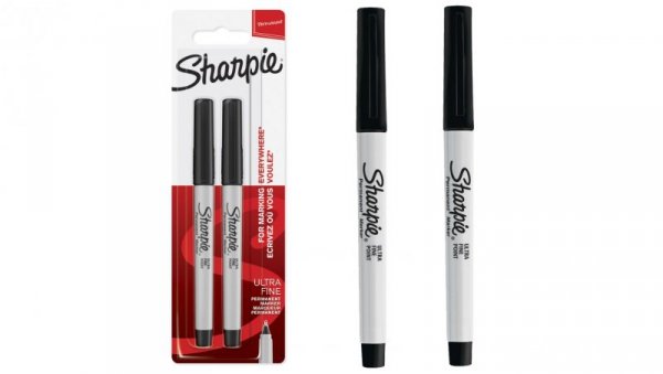 Zestaw 2x Marker permanentny Cienkopis czarny 0,5mm Sharpie Ultra Fine