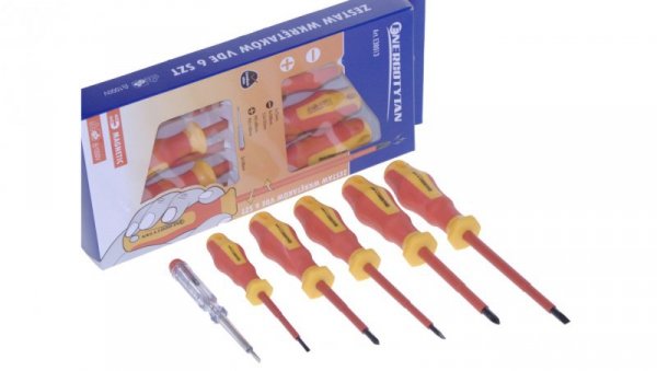WKRĘTAKI IZOLOWANE DLA ELEKTRYKA -1000V - 6 SZTUK / E38013 -ZESTAW WKRĘTAKÓW 6 SZTUK - 1KV