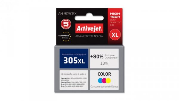 Tusz Activejet AH-305CRX (zamiennik HP 305XL 3YM63AE Premium 18 ml color)