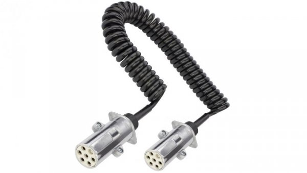 Przewód spiralny QLY-s kabel do naczepy zakończony metalowymi wtykami 7-pin typu S 24V 4m