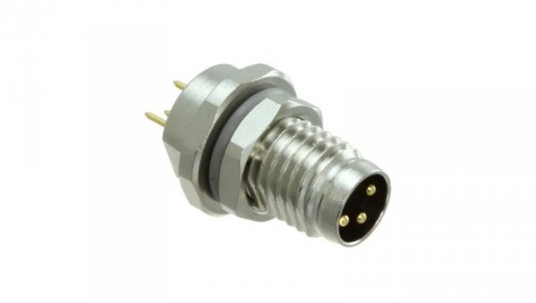 Złącze okrągłe M8 męskie proste montaż THT 3pin 60V T4040014031-000