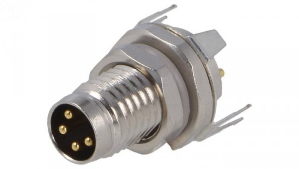 Złącze okrągłe M8 męskie proste montaż THT 4pin 30V T4040034041-000