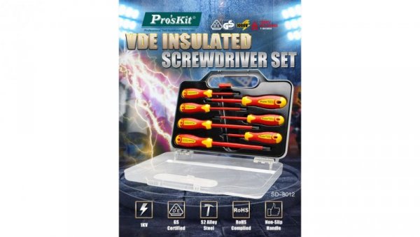 Zestaw 7 wkrętaków izolowanych 1000V Certyfikat VDE i GS stal S2 SD-8012 1kV