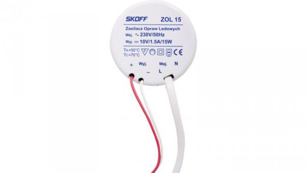 SKOFF Zasilacz led 10V 15W ZOL 15 do opraw ledowych schodowych