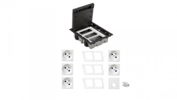 KONTAKT SIMON FLOOR BOX puszka podłogowa 5x gniazdo pojedyncze z/u + 1x gniazdo RJ45 kat. 6 nieekranowane do podłóg technicznych