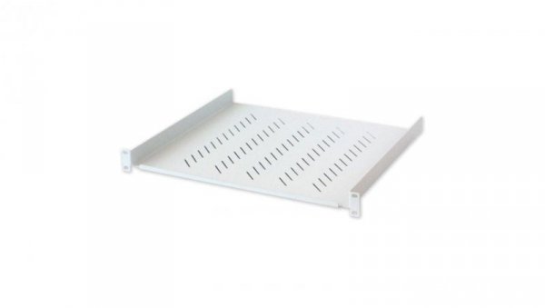 Półka 1U 400mm Rack 19, 2 pkt mocowania, perforowana, szara