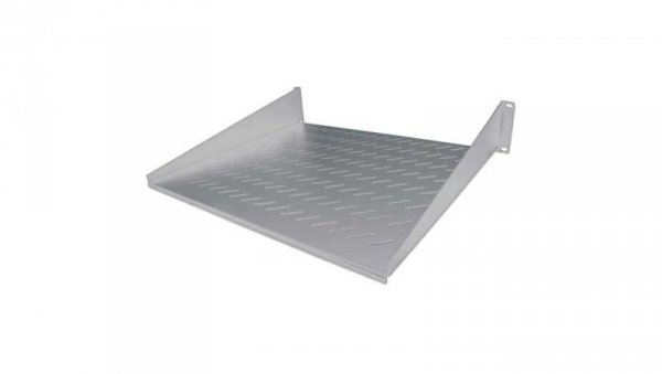 Półka 2U 400mm rack 19, 2 pkt mocowania, perforowana szara