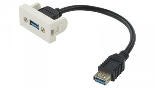 Gniazdo USB 3.0 z przewodem 15cm moduł 1M 22,5x45 biały Mediabox