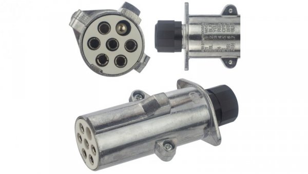 Wtyczka naczepowa typu S (biała) 7-pin 24V metalowa na kabel