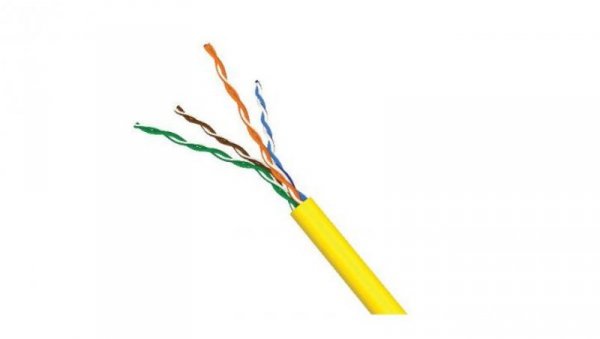 Kabel U/UTP PowerCat 5e, 4 pary, PVC, Żółty 39-504-PS /305m/