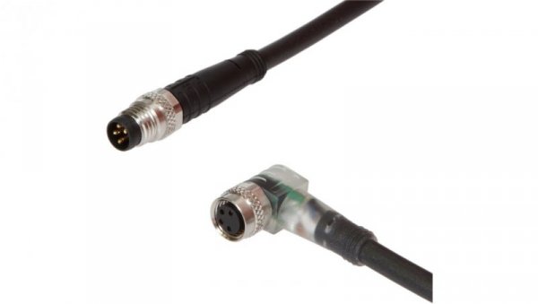 Kabel połączeniowy, 1m, M8 żeński (gniazdo) 4pin kątowy, M8 męski (złącze) 4pin prosty, VK100F73