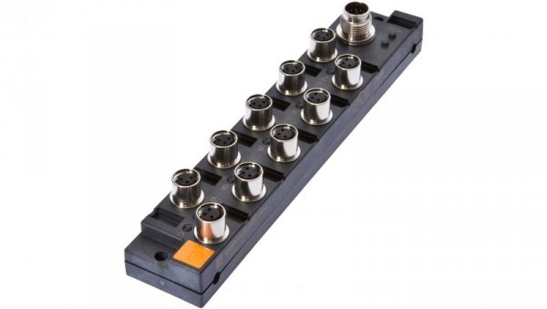 Rozdzielacz, 29x159x30mm, 10-30V DC, 10x M8 3pin, M12 12pin, IP67, PBT, z wyświetlaczem LED, 1,5A, VK001024