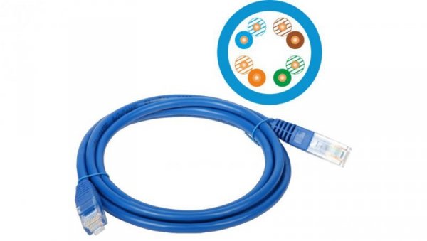 Patch-cord U/UTP kat.5e PVC 0.5m niebieski KKU5NIE0.5