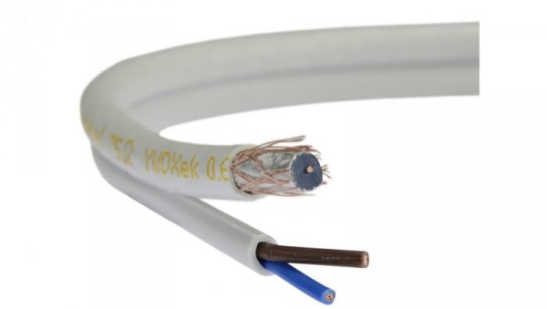 Przewód koncentryczny do kamer z zasilaniem 2x0,5 75ohm K-60 0,59/3,7/5,8 ekran 60 Elektrokabel /100m/