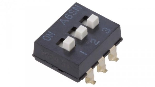 Przełącznik DIP-SWITCH Ilość sekcji 3 ON-OFF 0,025A/24VDC A6SN3104