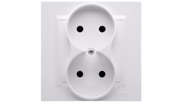 Simon 10 Gniazdo podwójne b/u MONOBLOCK 16A, 250V białe CG2/11