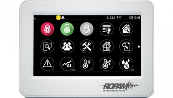 Panel dotykowy, 4,3” TFT LCD, rezystancyjny, montaż na płaskim podłożu, złącza stałe, kolor biały