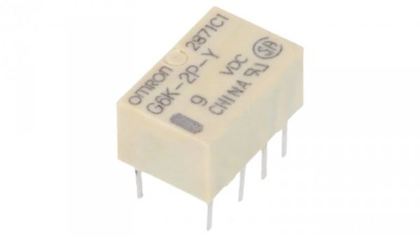 Przekaźnik elektromagnetyczny DPDT Ucewki 9VDC 0,3A/125VAC G6K-2P-Y DC9
