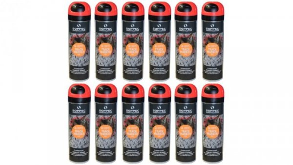Farba geodezyjna do znakowania spray czerwona 12 sztuk SOPPEC Track Marker