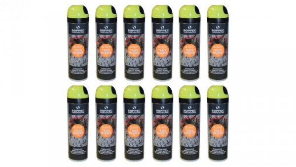 Farba geodezyjna do znakowania spray żółta 12 sztuk SOPPEC Track Marker