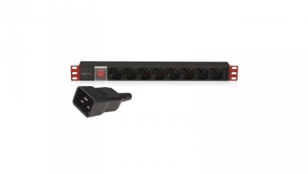 Listwa Zasilająca Rack 1U 8x Schuko/UNEL, Kabel C20 3m, 16A