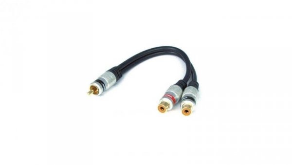 VITALCO RP10 Przejście Adapter Audio do Subwoofera 1x RCA Cinch (wtyk) / 2x RCA Cinch (gniazdo) na kablu 15cm