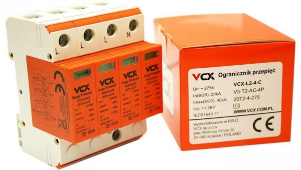 Ogranicznik przepięć 7kA AC 275V C przepięciówka Typ T2 trójfazowy 3F In=20kA, Imax=50kA Iimp=7kA 1,5kV KOMPLET 10szt