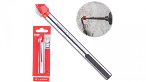 Wiertło do szkła i ceramiki 12x95mm z uchwytem sfazowanym MILWAUKEE
