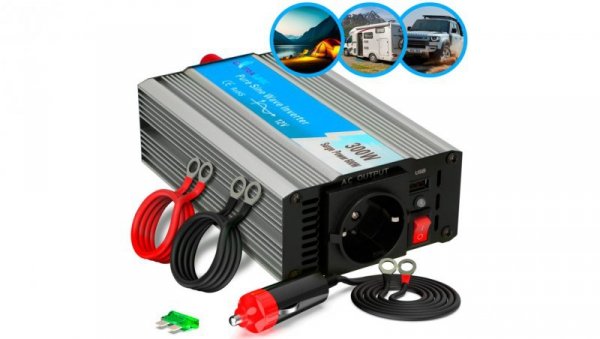 Przetwornica napięcia samochodowa 12V, 300W czysty sinus Extralink OPIP-300W