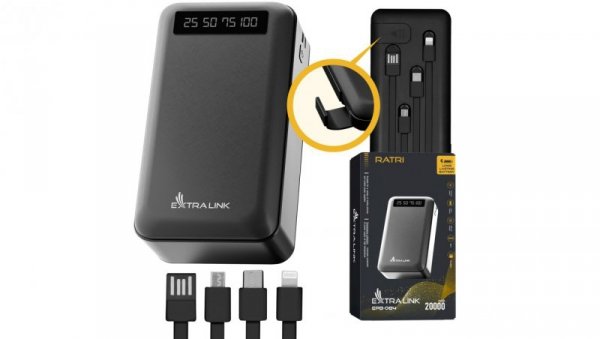 Powerbank Power bank, USB-C Extralink EPB-084 20000mAh Czarny