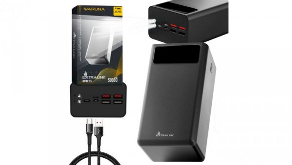 Powerbank Power bank, USB-C Extralink EPB-114 50000 mAh Czarny