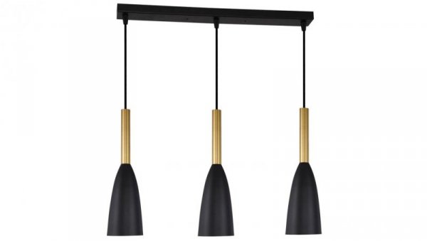 Lampa wisząca SOLIN z trzema stylowymi kloszami na listwie czarno złota LP-181/3L BK/GD Light Prestige