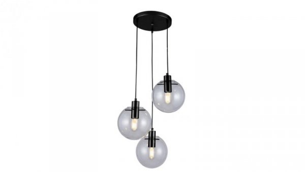 Klasyczna lampa wisząca w kolorze czarnym PUERTO do jadalni szklane klosze LP-004/3P BK Light Prestige