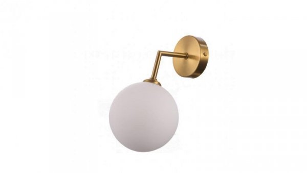 Złoty kinkiet DORADO do sypialni klosz mleczna kula, G9 LP-002/1W Light Prestige