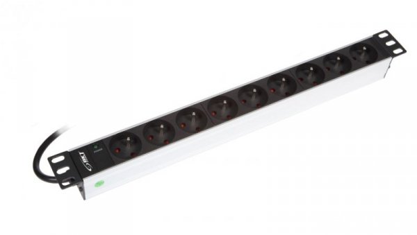 Listwa zasilająca 19, 9xNF C61-314standard PL, FR, wtyk DIN 49441 unischuko 16A/250V, kontrolka LED, kabel 2.5m 1134L030.09-1
