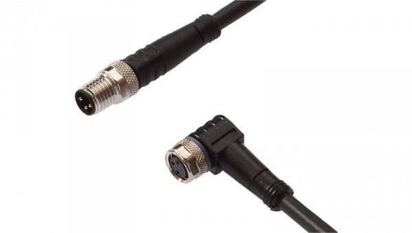 VK500F70, Kabel przyłączeniowy, 5m, M8 żeński 3pin kątowy, M8 męski 3pin prosty, 3x0,34mm², PUR, 60V, IP67