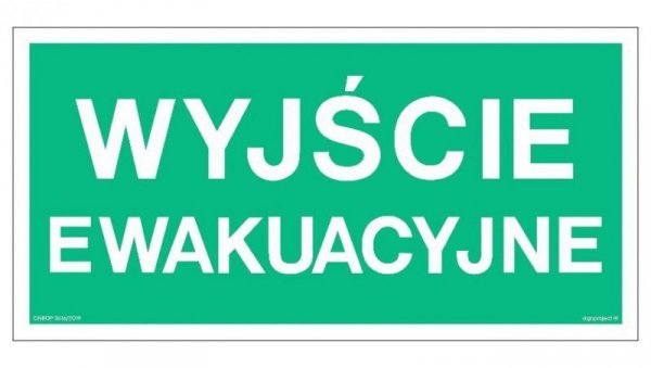 ZNAK - AA001 Wyjście ewakuacyjne 60 x 30 cm TS - Płyta TD foto.