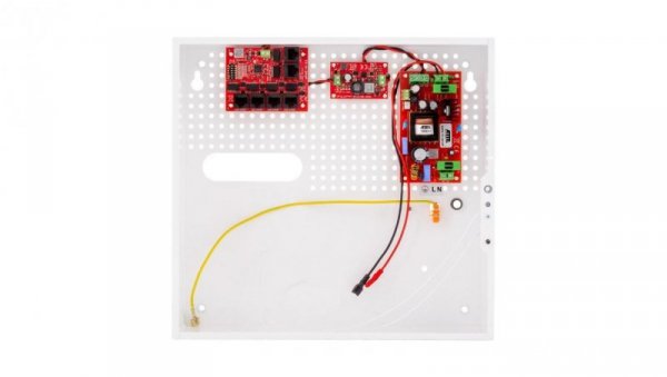 Zestaw buforowy do 5 kamer IP switch PoE 5P+1UP w obudowie wewnętrznej ABOX-F (1x AKU 18Ah), zasilacz 72W