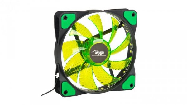Wentylator systemowy Akyga AW-12E-BG 120mm 33 LED zielony Molex
