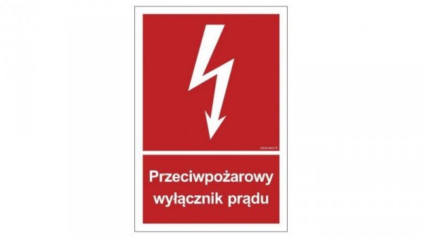 ZNAK - BB012 Przeciwpożarowy wyłącznik prądu 50 x 74 cm FN - Folia samoprzylepna