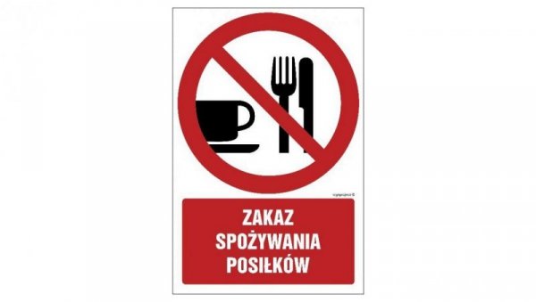 ZNAK - GC024 Zakaz spożywania posiłków 50 x 75 cm FS - Folia samoprzylepna foto.