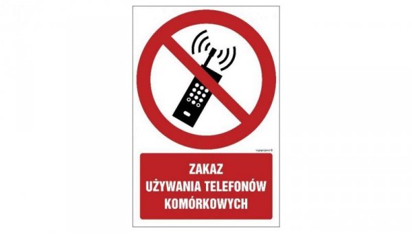ZNAK - GC030 Zakaz używania telefonów komórkowych 70 x 105 cm FN - Folia samoprzylepna