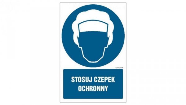 ZNAK - GL025 Stosuj czepek ochronny 50 x 75 cm KN - Folia podłogowa